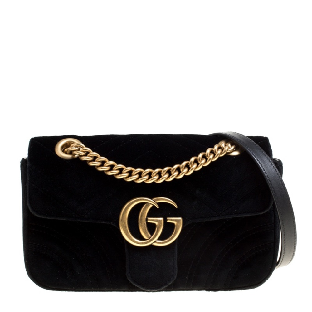GUCCI Marmont Velvet Bag in black